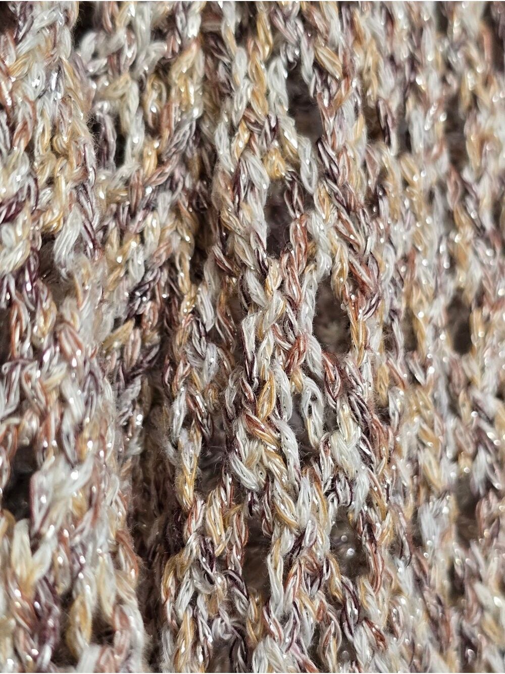 Kenar Open Knit Metallic Sweater XL Beige Marled Boho Crochet - Picture 14 of 14